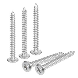 sourcing map sourcing map M4x40mm Flat Head Phillips Drive Self Tapping Screws, 304 Stainless Steel Cross Drive Fastener Screws, Silver, Pack of 25