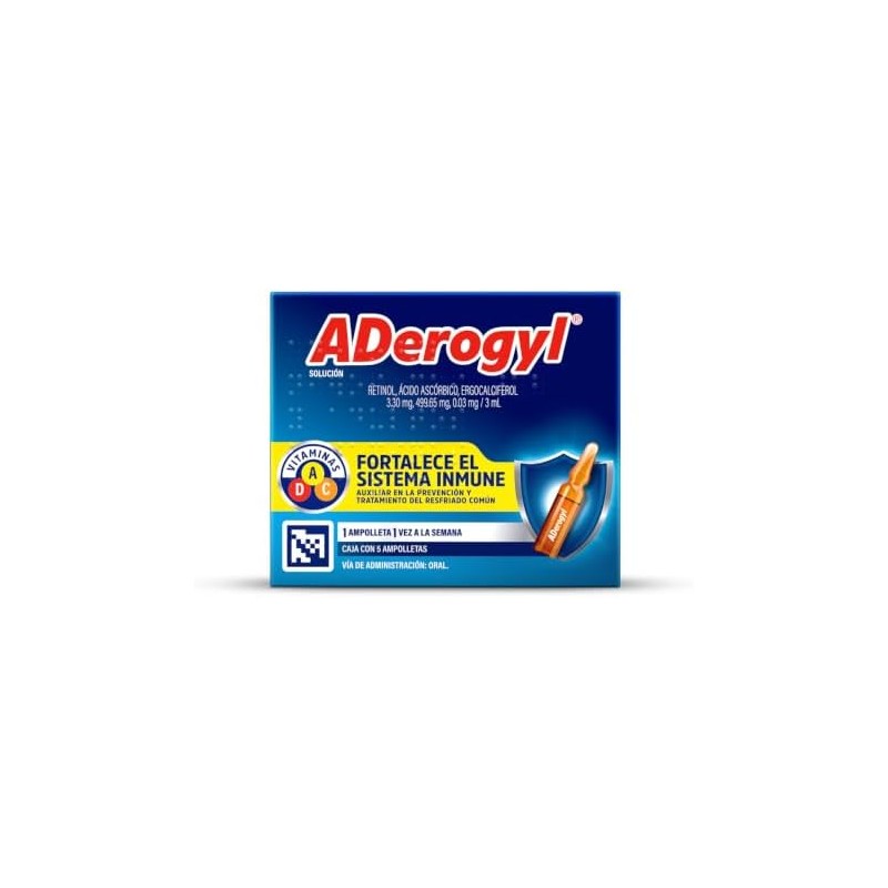 ADerogyl Multivitamínico 5 Ampolletas de 3 ml. Con Vitaminas A,