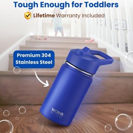 Kids Insulated Water Bottle with Straw & Spout Lid – Leak-Proof Stainless Steel Thermos for School & Sports – BPA-Free, Double Wall Vacuum Bottle Keeps Drinks Cold 12H – 350ml
