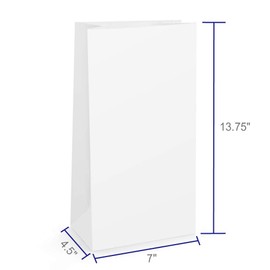 BagDream White Paper Lunch Bags 12LB 7x4.5x13.75 Inches 50Pcs Recyclable Kraft Paper Bags Bulk, Disposable, Large for Snack, Lunch, Sandwich, Burger, Baked Food, Packing, Craft