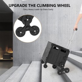 Rolling Foldable Cart with Wheels for Teachers, Trolley Collapsible Utility Carts for Shopping, Office, Storage, Home Use with Extra Storage 360°Rotate Wheels (Climber Wheels)