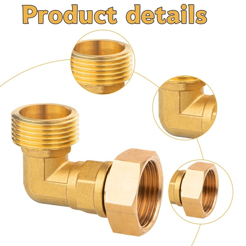 Pack of 2 Brass Movable Screw Connections, 1 Inch Brass