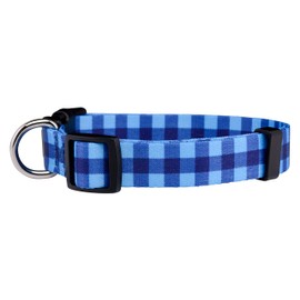 Plaid Dog Collar | Red Lumberjack, Pink, Pastel, Blue | (Blue, Large)