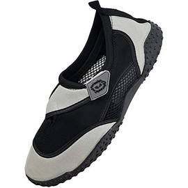 Nalu Hook and Loop Aqua Surf/Beach / Wetsuit Shoes (UK 10 / EU 45, Grey with Black Trim)