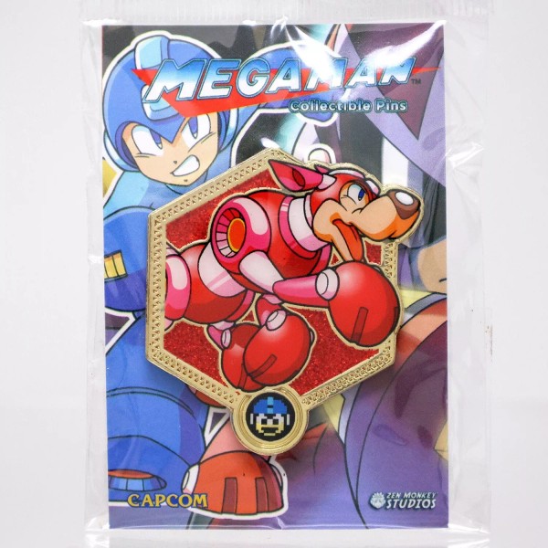 Mega Man Rush Dog Portrait Enamel Pin Golden Series 2