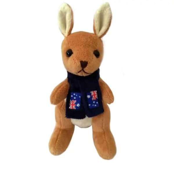 I Love Aus Small Plush Kangaroo with Aussie Flag Scarf