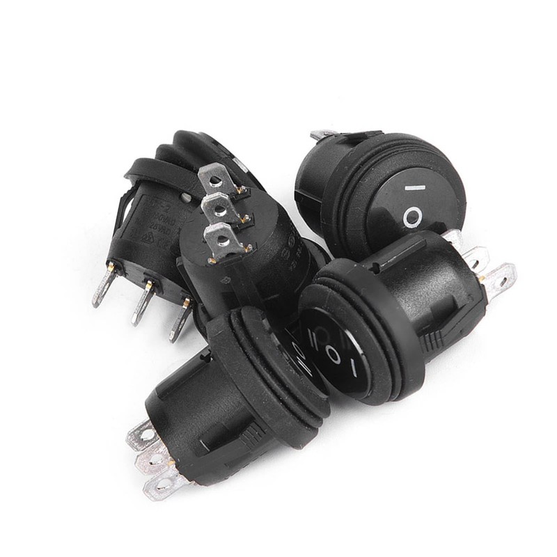 5 Pcs 3 Position On/Off/On Round Toggle Switch Black Boat