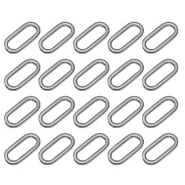 sourcing map 20 Pcs Metal Oval Ring, 3/4" Flat Oval Ring Buckle Belt Fastener Strap Keeper Loop for DIY Leather Purse Bags Handbag Straps, Metallic Black
