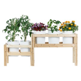 Greenes Fence Two-Tiers Five Bucket Elevated Cedar Wood Garden Frame, 69 in. x 16 in. x 30 in. - Made in USA with North American Cedar