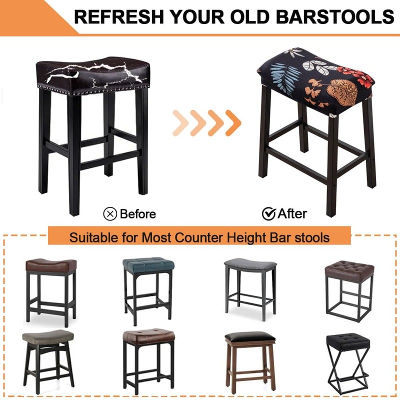 Bifaunvogel Bar Stool Cover Rectangle Set of 2 Printed Stretch