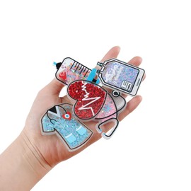 5Pcs Bling Nurse Charms for Bogg Bags, Inserts Nurse Decorative Accessories for Simply Southern Totes, Nurse Life Themed Accessory for Beach Handbag