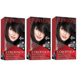 REVLON Colorsilk Color Permanent Hair Dye, #11 Soft Black (Pack of 3)