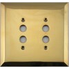 Jumbo Stamped Unlacquered Brass Two Gang Push Button Light Switch