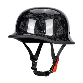 KAESE Retro Open Face Carbon Fiber Motorcycle Half Helmet - DOT Certified, Ultra-Lightweight Design, Breathable & Comfortable for Cruiser, City Riding (M)