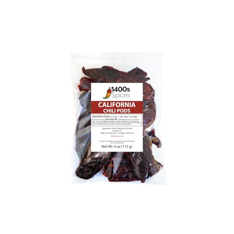 4oz California Dried Whole Chilies Peppers, Anaheim Chile Seco Pods