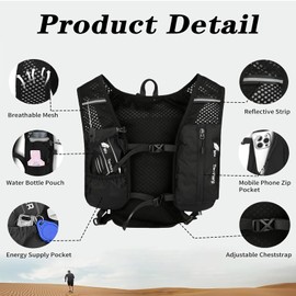 Hydration Vest for Women and Men Soft Flask 500 ml, Hydration Vest Running, Women's Men's Running Vest Suitable for Cycling, Running and Other Outdoor Sports