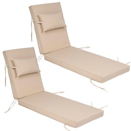Actualaction 2 Piece Chaise Lounge Cushions Outdoor with PP Cotton Pillow, Waterproof Chair Cushions for Outdoor Furniture, Suitable for Patio Poolside,Garden,Beach,Pool (2pc-Khaki, 72 * 21 * 3 inch)