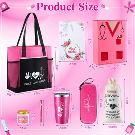 Bulyoou 9 Pcs Nurse Appreciation Gifts for Women Nurses Week Gifts 2025 Tote Bag 20 oz Tumbler Stethoscope Case Box Burlap Wine Bag Scented Candle Thank You Gift for CNA Rn LPN LVN Practitioner