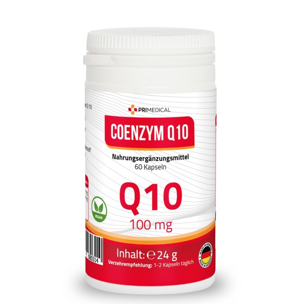 Coenzyme Q10 Capsules Vegan 100 mg Natural Coenzyme Q10 per Capsule primedical 1 x 60 Capsules