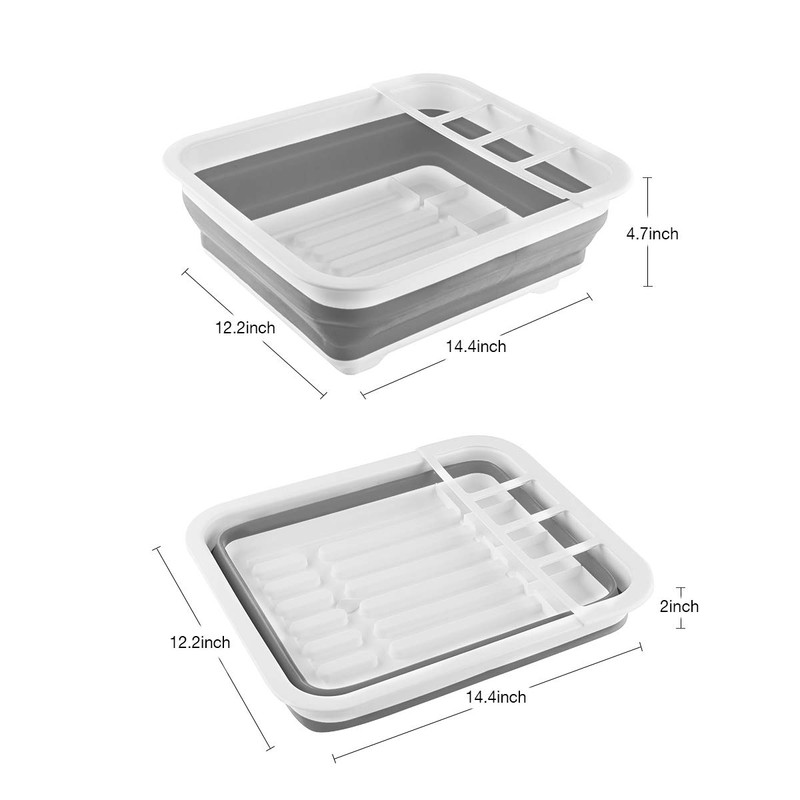 THANSTAR Collapsible Dish Drying Rack Portable Dinnerware Drainer Organizer for