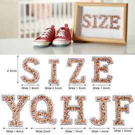 WILLBOND 37 Pieces Rhinestone Letter Stickers Large Glitter Alphabet Crystal Number Self Adhesive Bling Stickers Iron on Letters for Art Crafts Clothing DIY Decors(Rose Gold, White,1.97 Inch)