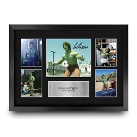 HWC Trading Lou Ferrigno The Incredible Hulk Gifts Printed Signed Autograph Picture Display for Movie Memorabilia Fans - A3 Framed
