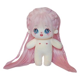 niannyyhouse 20cm Plush Doll Long Hair Girl Naked Humanoid Stuffed Body no Attribute 8" Normal Body Wearable Clothing Dress Up Gifts (a-40-without Skeleton)