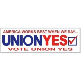 Kramer sticker's shop America Works Best When We Say Vote Union Yes Vinyl Sticker for Car Truck Window Sticker Car Bumper Decal 8 х 2.5 inches