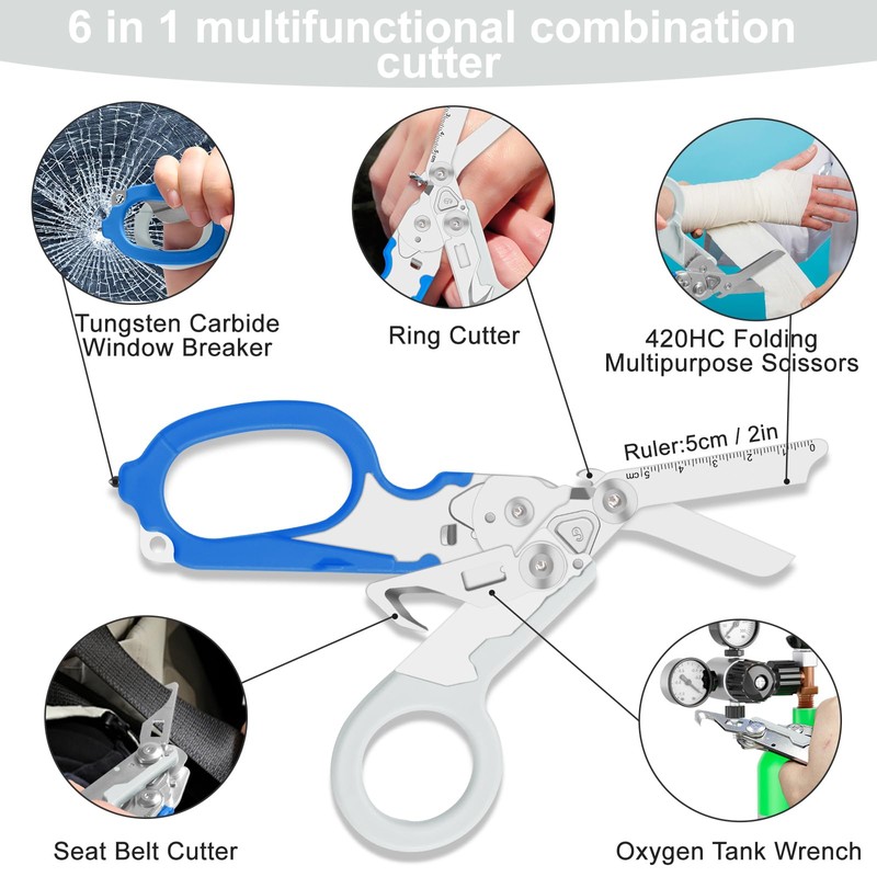 Lemasa6 in 1 Multifunctional Combination Tool, Folding Retractable Emergency Shears,