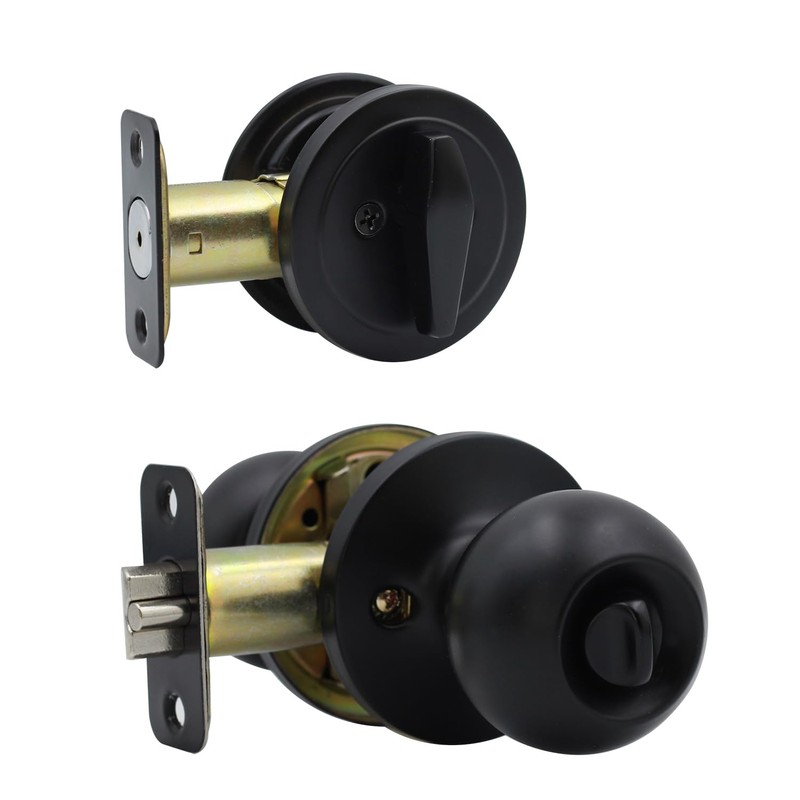 Solidware Entry Door Knob and Single Cylinder Deadbolt Combo, Keyed