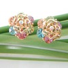 Navachi 18k Gold Plated Colorful Crystal Leaves Flower Clip-on Az1127