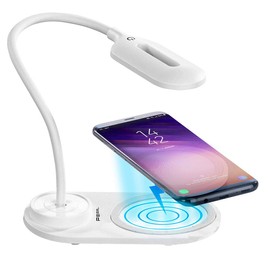 PEARL USB Desk Lamp: LED Gooseneck Light, Qi-Compatible 10 W, USB, 3 Light Colours, 300 lm (LED Lamp USB, Table Lamp Gooseneck, Tablet Holder)