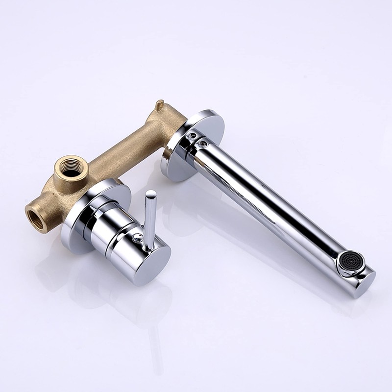 SUMERAIN Wall Mount Faucet for Bathroom Sink, Modern Chrome Bathroom