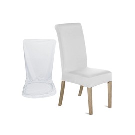 Trimming Shop Chair Covers for Dining Chairs 6 White Dining Room Chair Covers Slipcovers Stretch Removable Washable Dining Chair Protector Seat Slipcover for Hotel, Banquet, Kitchen, Restaurant, Home