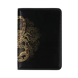Scorpion Tattoo Ornate Gold Scorpion Genuine Leather Travel Passport Covers, Microfiber Leather Travel Wallet Holder Case Protector for Women and Men