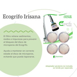 Irisana - Filter for Eco Faucet and Eco Showers - Pack of 4 - Compatible with Beauty, Mini and Baby Eco Showers - Retains particles, sediments and impurities