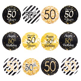 Catelves Pack of 216 Stickers Birthday 50 Years, 50th Birthday Stickers 2 cm Round, Stickers 50th Birthday Decoration, Birthday Stickers 50th Anniversary Decoration Stickers, Cheers to 50 Stickers