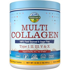 Terranics Polvo de péptidos de colágeno multicapa, colágeno hidrolizado tipo I, II, III y VX para mujeres y hombres, suplementos de colágeno,...      
