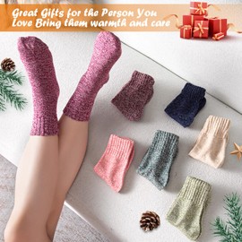 Premillow Wool Socks - 7 Pairs Wool Socks for Women Men, Vintage Thick Womens Wool Socks,Knit Winter Warm Socks, Soft Socks Gifts for Women