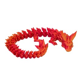 Red Orange 22in. Crystal Dragon – Articulated Fantasy Fidget Toy, 3D Printing Fidget Toys – Unique Desktop Decoration – Gifts & Stocking Stuffer - Flexible, Fun for Office, Class, Work, or Decoration
