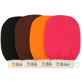 BiJun Guantes exfoliantes marroquíes Kessa, guantes exfoliantes premium para baño o ducha, para todos los tipos de piel y mejorar la circulación sanguínea, ducha, spa, eliminador de células muertas (4 unidades)