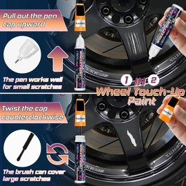 Gloss Black Rim Touch Up Paint, 2-IN-1 Car Wheel Scratch Repair, Quick & Easy Rim Paint For Car Wheel Repair, Wheel Paint Car Wheel Repair Kit Curb Rash