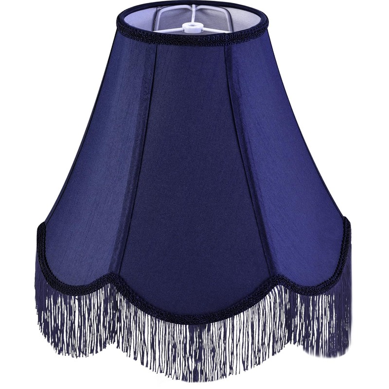 GO&SO Blue Silk Bell Lamp Shades Petal Edge Braid with