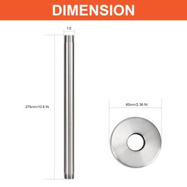 HarJue Ceiling Mounted Shower Arm, Rain Shower Extension Arm with Flange and Teflon Tape Stainless Steel Ceiling Mount Shower Extender for Fixed Shower Head (10 Inch, Brushed Nickel)