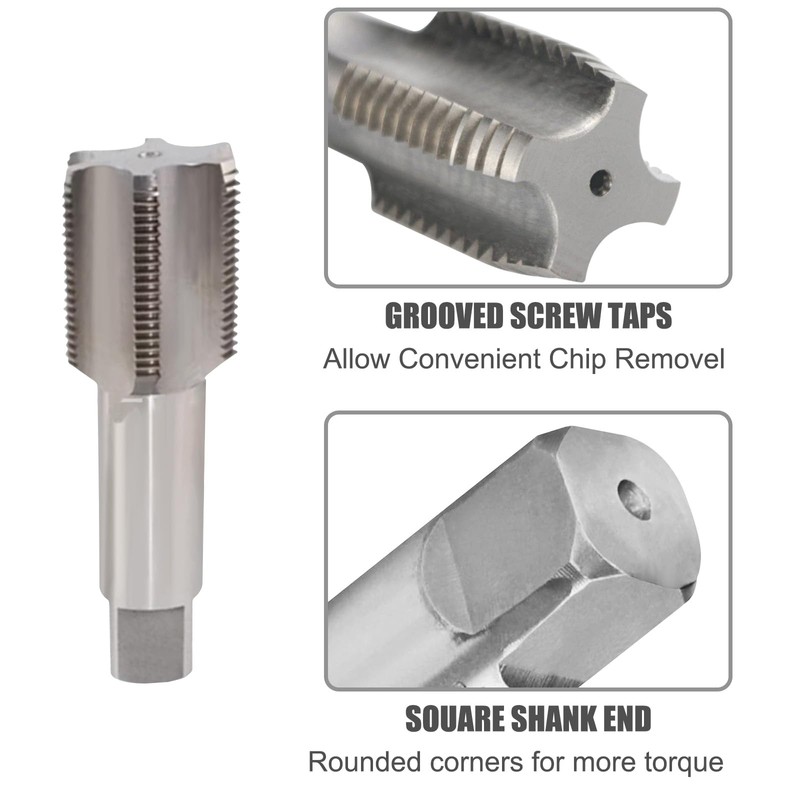 5-Piece NPT Pipe Tap Set with Sizes 1/8", 1/4", 3/8",