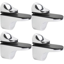 4 Pcs Wall Mount Glass Shelf Bracket, Adjustable Glass Shelf Bracket Polished Chrome Wall Mount for Shelf