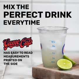 Game Cup 16oz Clear Plastic Cups (50 Pack) Made in the USA from Recycled PET Plastic | 100% Recyclable Clear Disposable Plastic Cups for Party, Tailgating, Game Day & More - Red & Blue