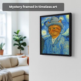 CYFDYVT Funny Cat Wall Art, Van Gogh Bandaged Ear Self-Portrait-Inspired Canvas Print, Orange Cat Painting for Living Room Bedroom, Eclectic Wall Decor for Kitty Lovers, 8x10 Inch