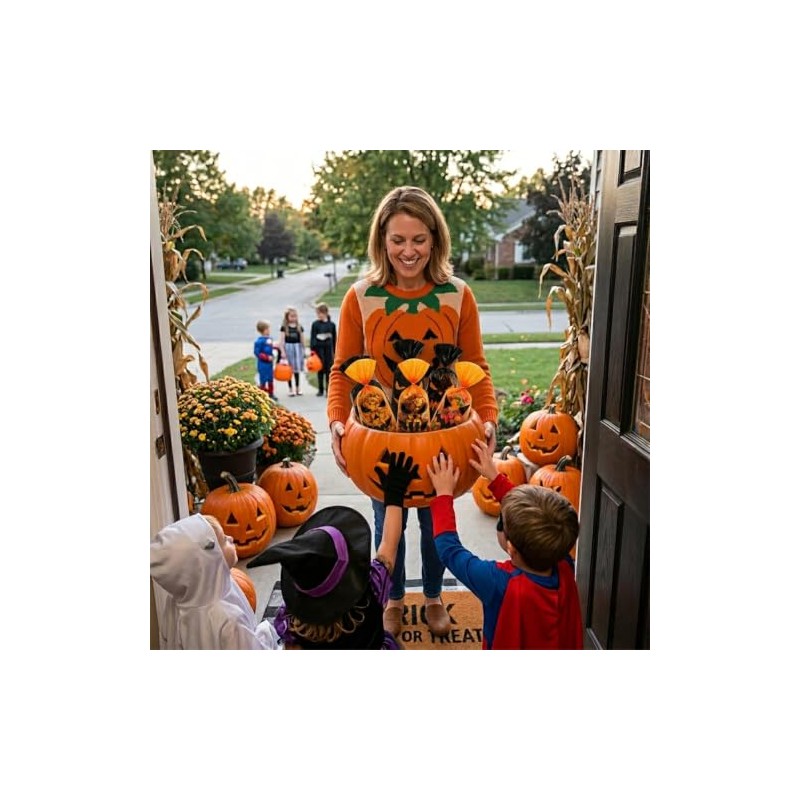 180pzs Bolsas de Dulces Halloween Cara de Calabaza Negro y