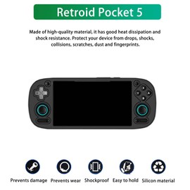 NOUKAJU Case for Retroid Pocket 5, Game Console Case,Anti-Drop, Anti-Scratch,Shockproof,Silicone Protective Cover for Retroid Pocket 5 Retro Handheld Game Console(Black)